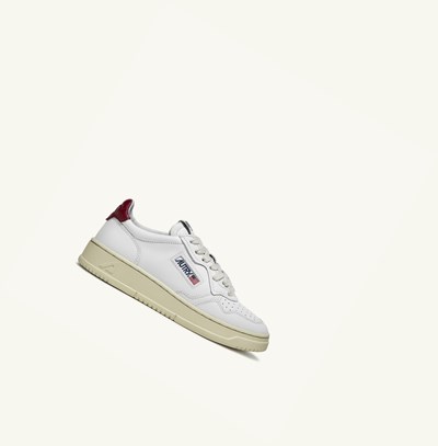 Men's Autry Medalist Low Trainers White Burgundy | 312795LTJ