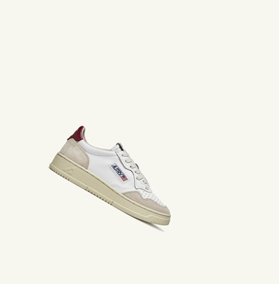 Men's Autry Medalist Low Trainers White Burgundy | 564320IBX