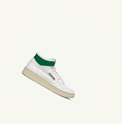 Men's Autry Medalist Mid Trainers White Green | 108264YFE