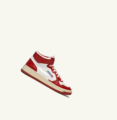 Men's Autry Medalist Mid Trainers White Red | 263950WYK