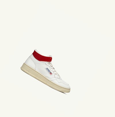 Men's Autry Medalist Mid Trainers White Red | 529160JQI