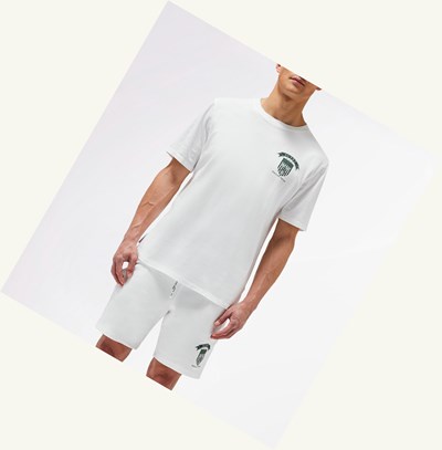 Men's Autry Tennis Club Badge T Shirts White | 896013KUI