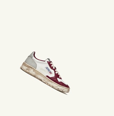 Women's Autry Medalist Low Super Vintage Trainers White Burgundy Grey | 875914YPS