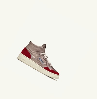 Women's Autry Medalist Mid Trainers Brown Red | 274918MAN