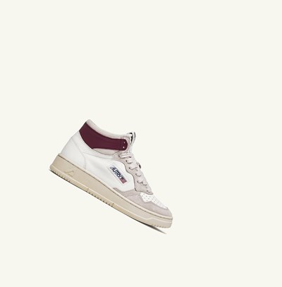 Women's Autry Medalist Mid Trainers White Burgundy | 401937KTV