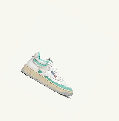 Women's Autry Open Mid Trainers White Green | 692731OAN