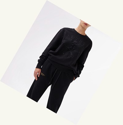 Women's Autry Tennis Crew Neck Sweatshirt Black | 536094UDG