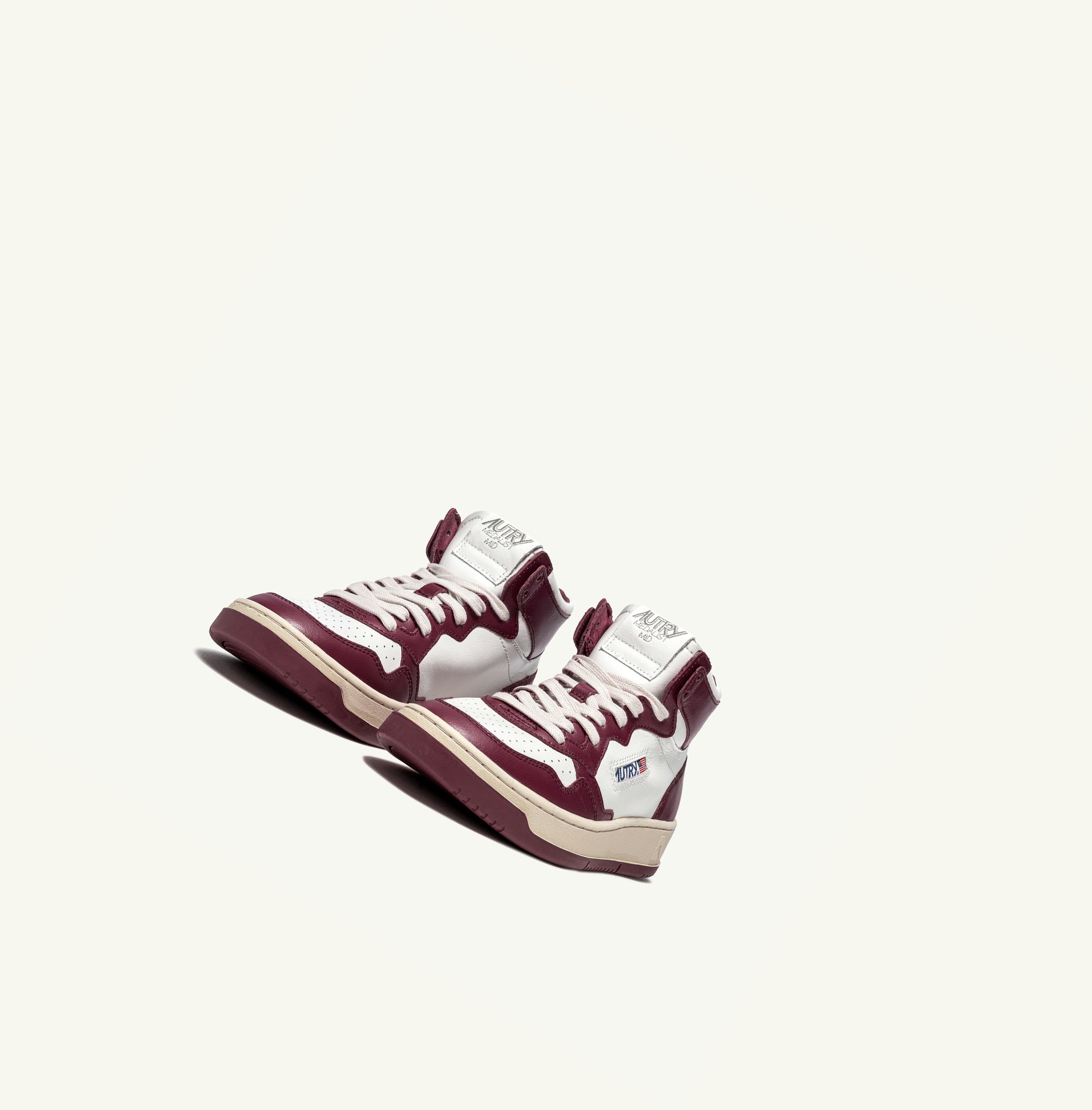 Men's Autry Medalist Mid Trainers White Burgundy | 173590CMK