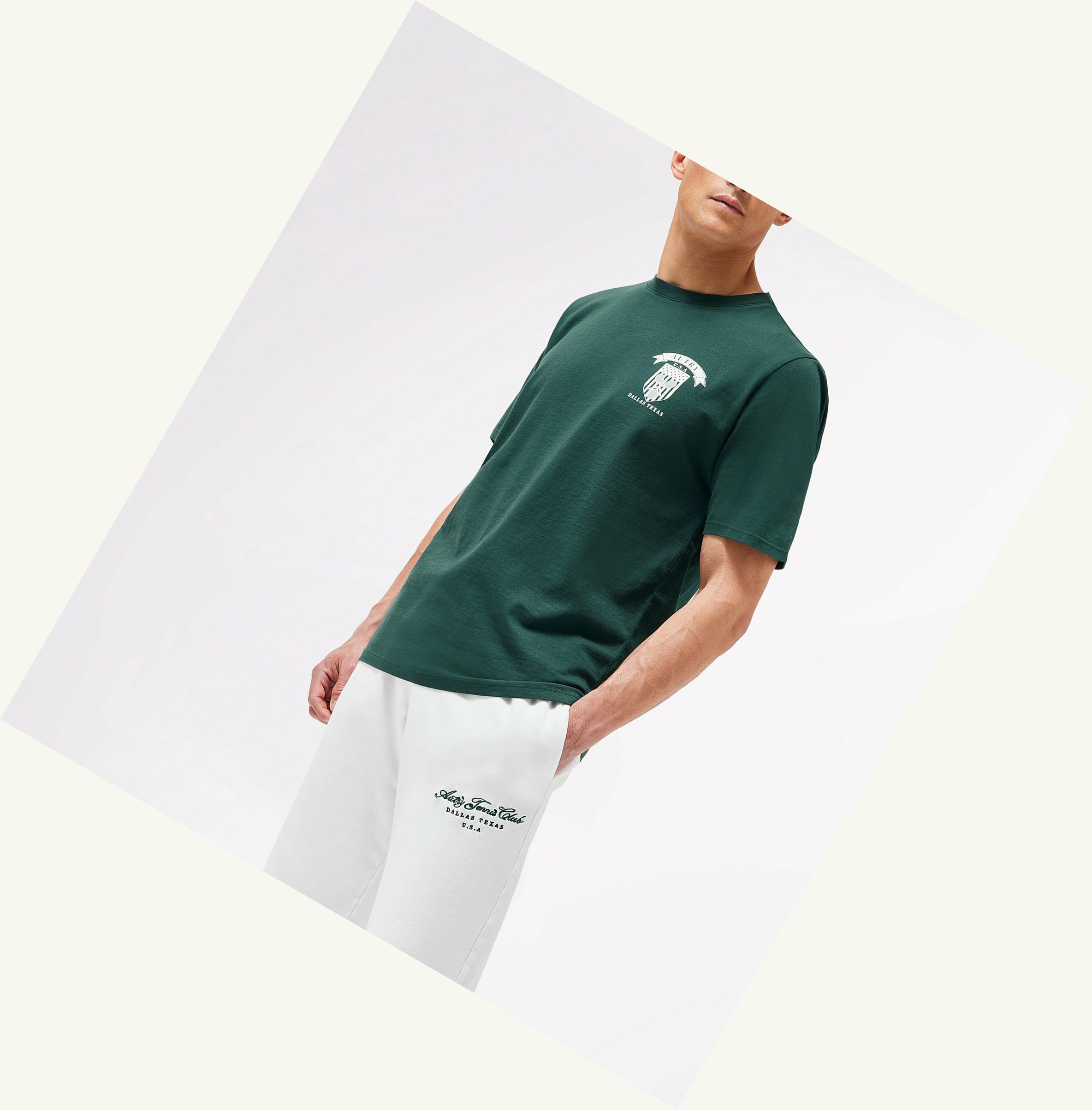 Men's Autry Tennis Club Badge T Shirts Green | 374096TEM