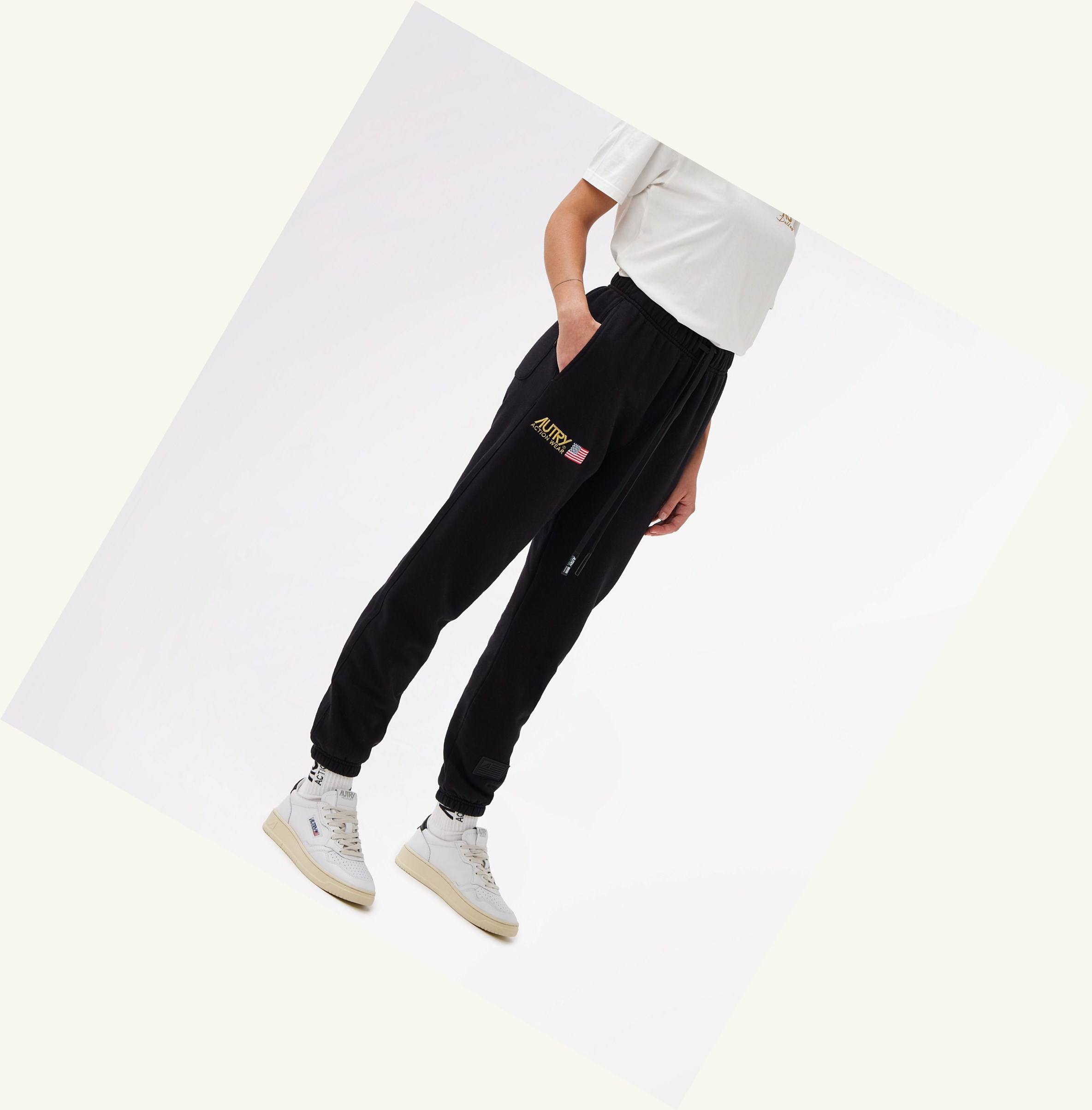 Women's Autry Fleece Pants With Embroidery Logo Sweatpants Black | 549387OQH