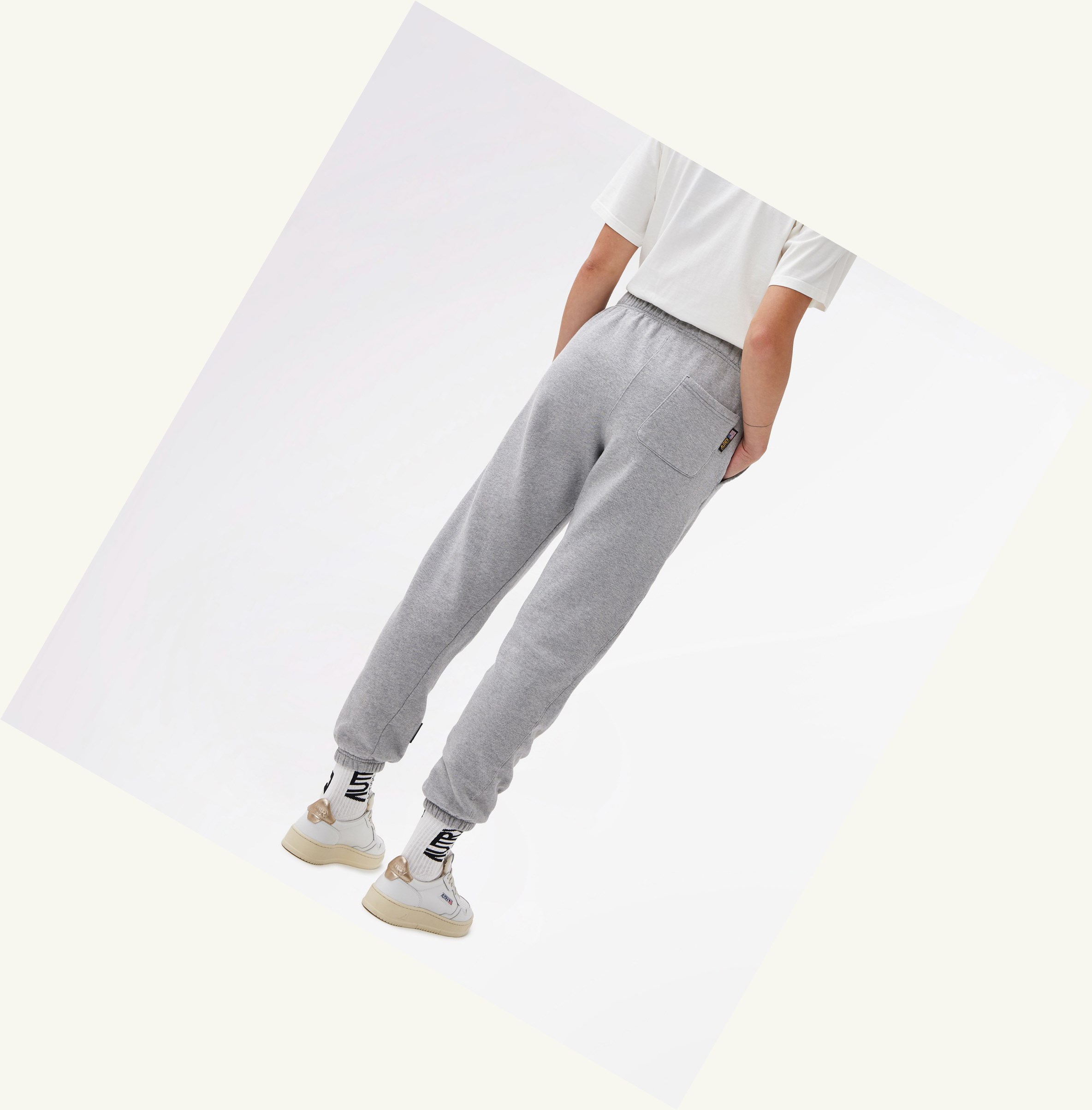 Women's Autry Fleece Pants With Golden Logo Sweatpants Grey | 051967MJG