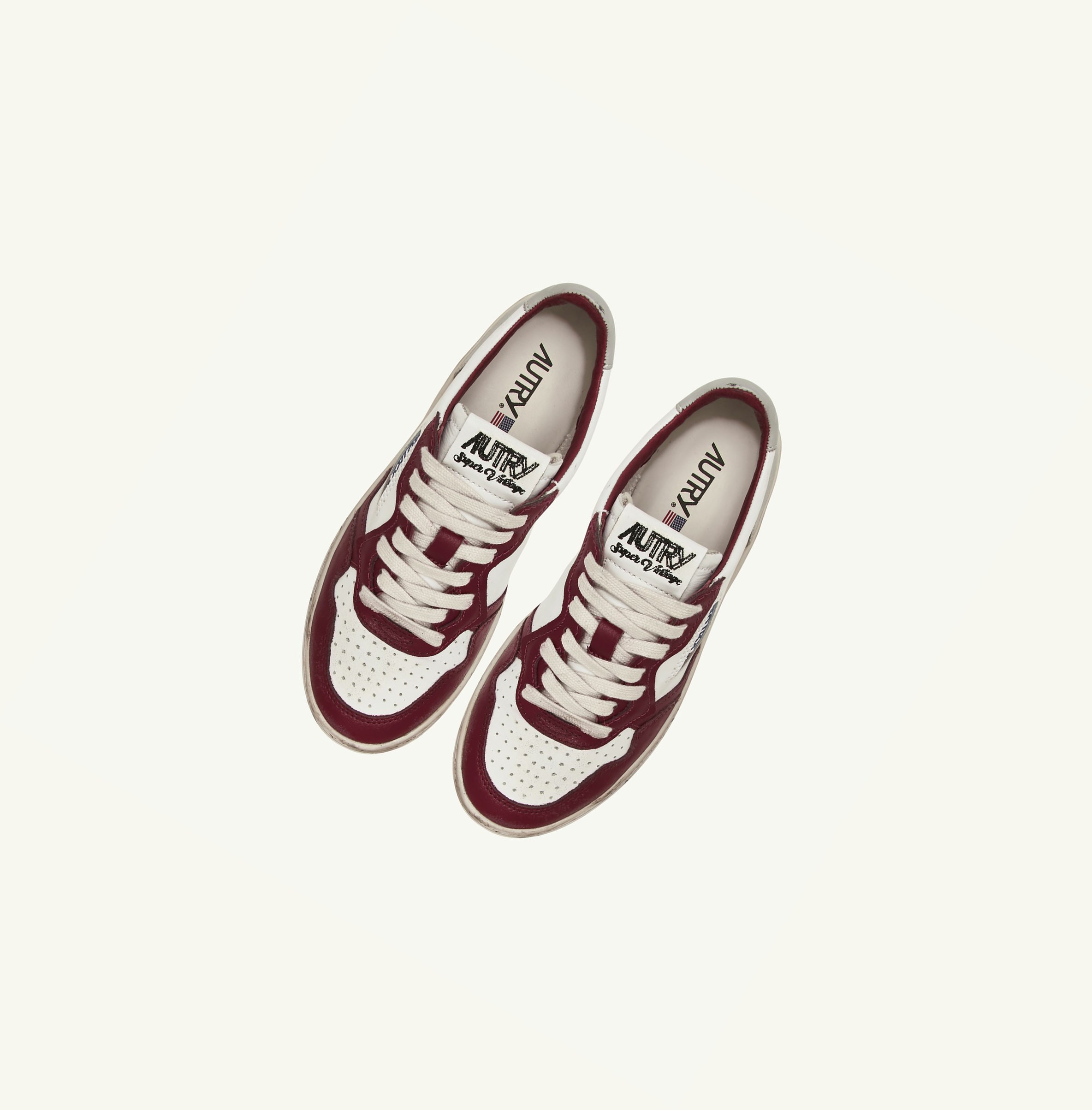 Women's Autry Medalist Low Super Vintage Trainers White Burgundy Grey | 875914YPS