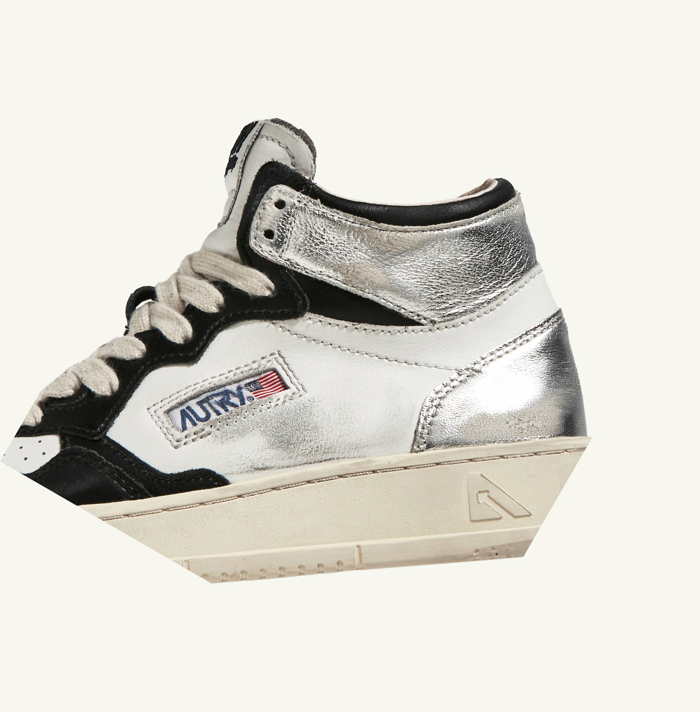 Women's Autry Medalist Mid Super Vintage Trainers White Silver Black | 519328TPL