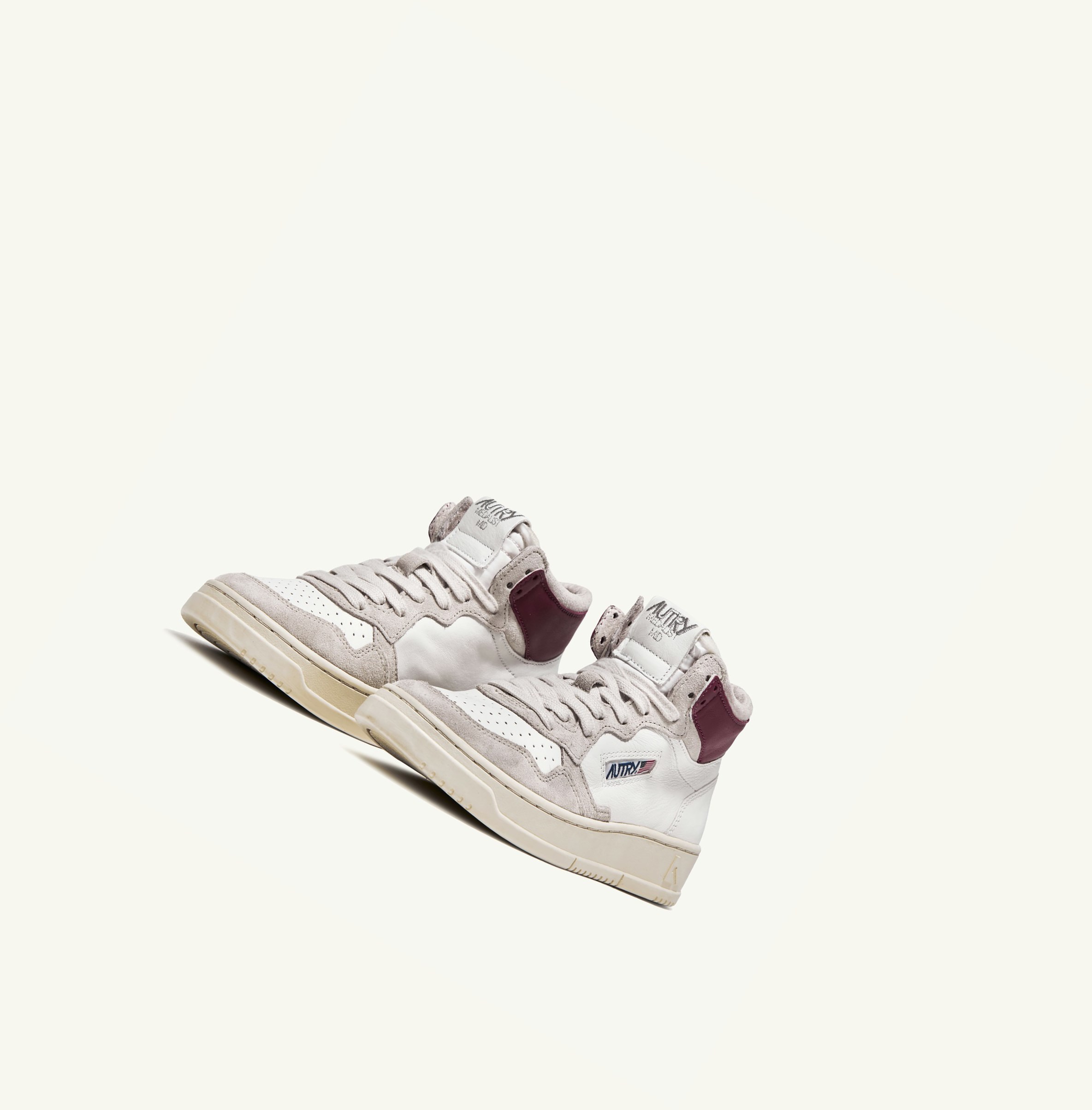 Women's Autry Medalist Mid Trainers White Burgundy | 401937KTV