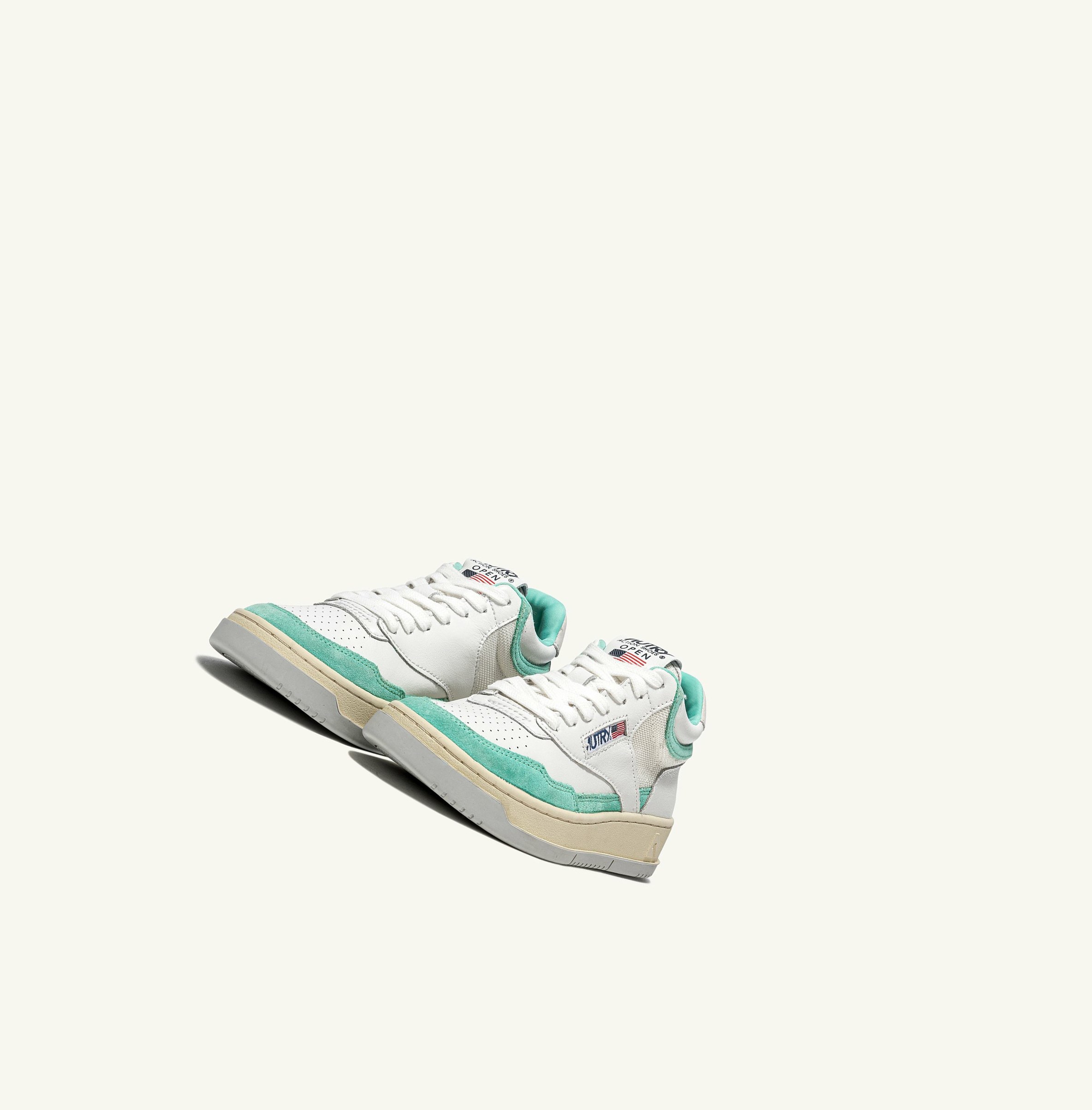 Women's Autry Open Mid Trainers White Green | 692731OAN