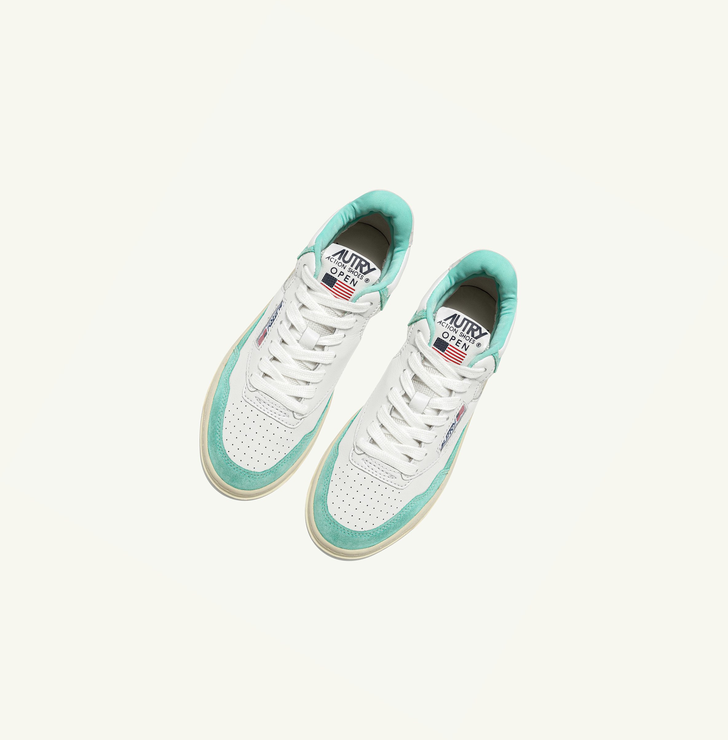 Women's Autry Open Mid Trainers White Green | 692731OAN