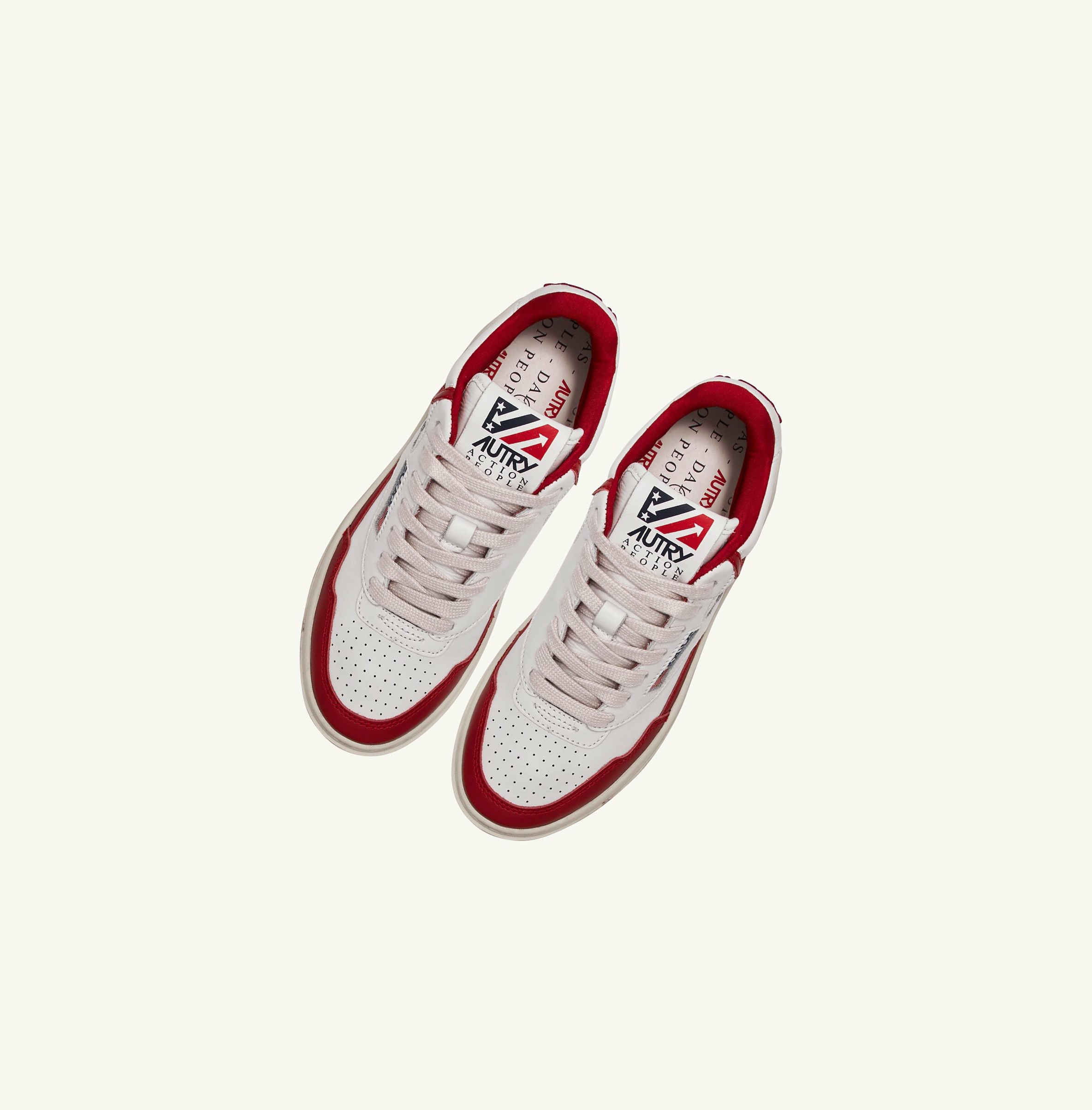 Women's Autry Open Mid Trainers White Red | 493061TVB